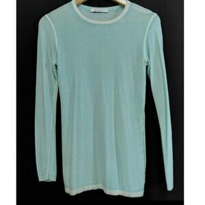 kokun Bamboo Cashmere Blend Long Sleeve Top Blue Solid Knit Women Size M
